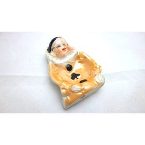 Vintage Clown Pierrot Harlequin Japan Lusterware Ashtray Tea Bag Spoon Rest 3"